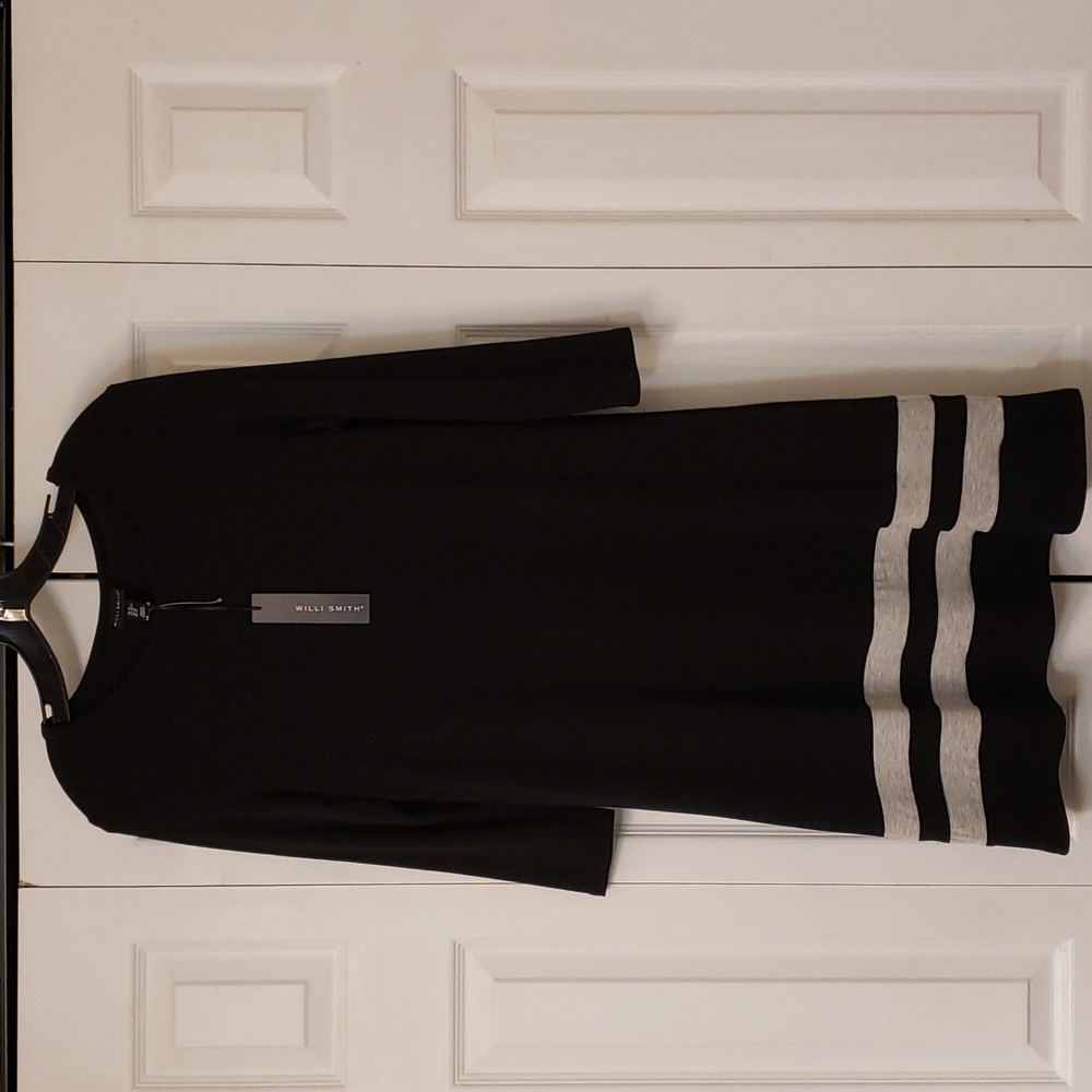 Willi Smith Black/Gray Stripes Dress X-Small